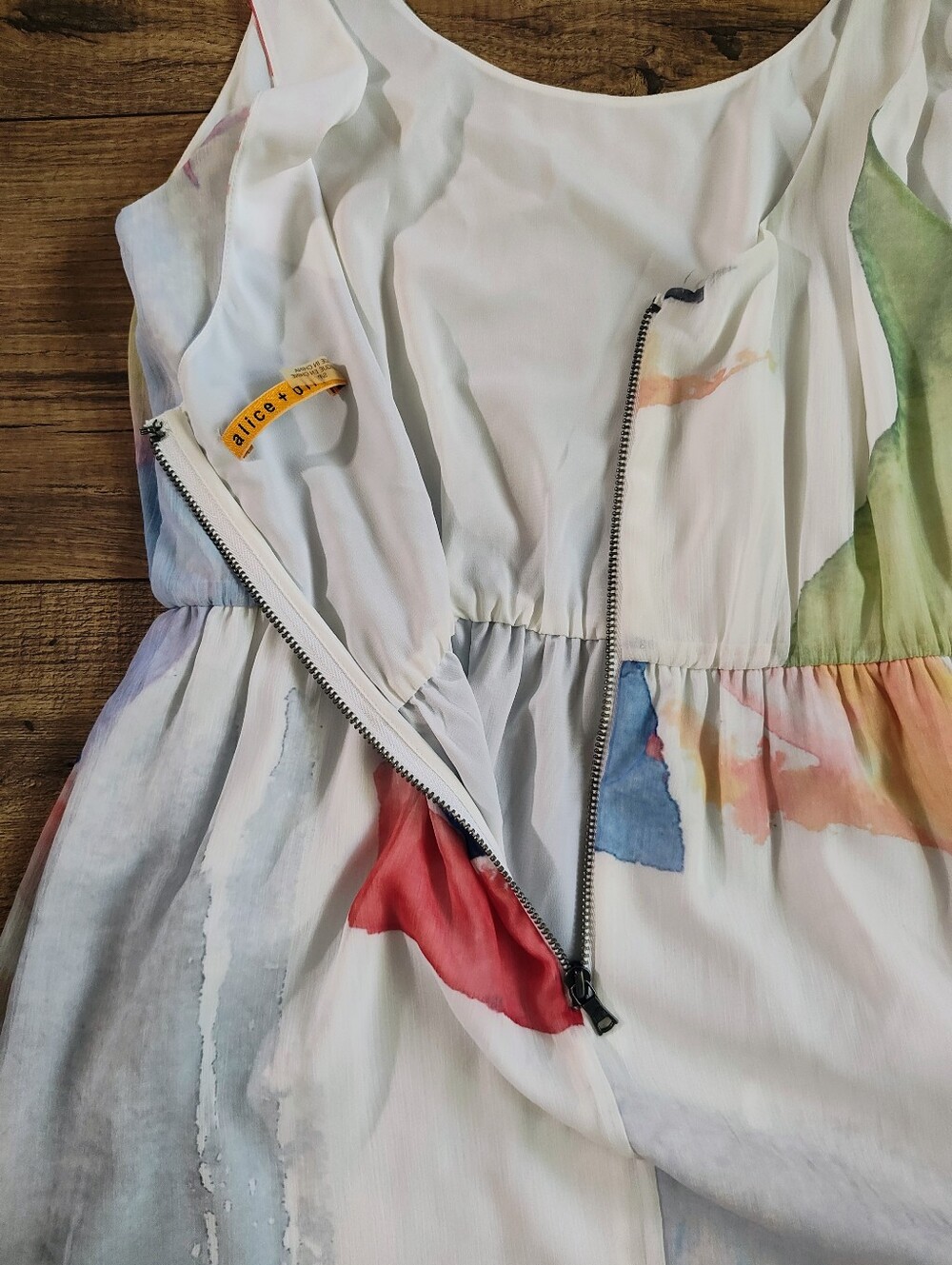 Alice + Olivia Multicolor Watercolor Maxi Dress in Blue, Green & Pink - Picture 3 of 6